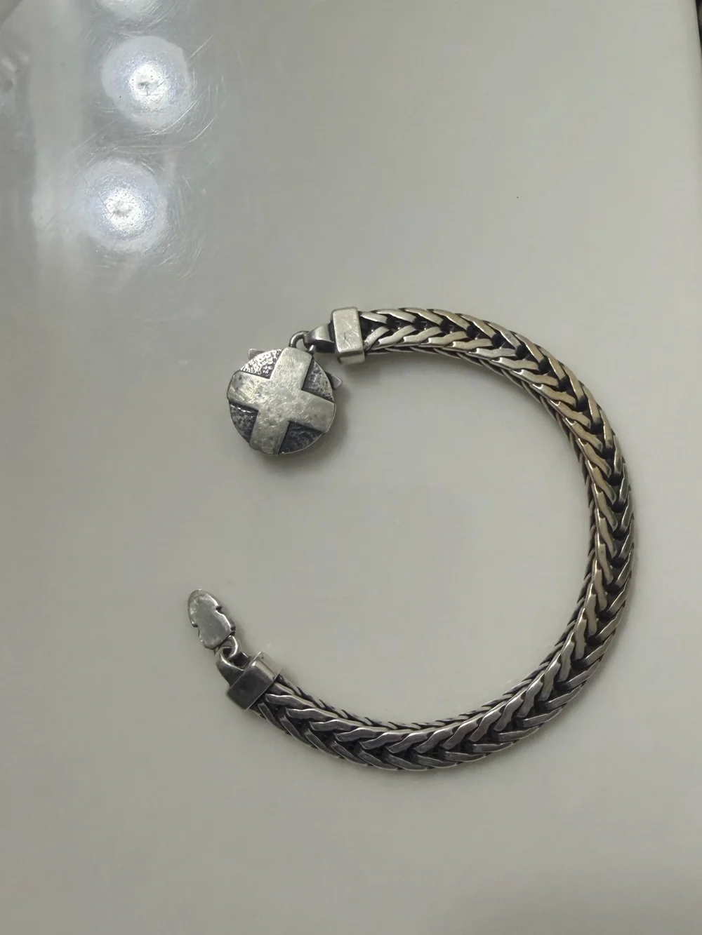 James Avery Forged In Faith Sterling Silver Braided Cross Clasp Bracelet